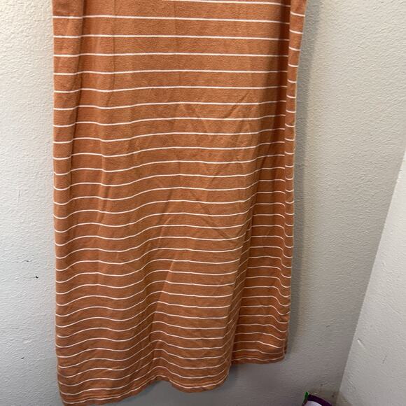 J. Jill Cotton Shift Dress Sz S Orange Striped Beach Coastal Relaxed Midi - Picture 3 of 6
